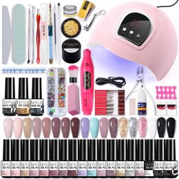 Connectors Lilycute Nail Set Uv Led Lamp Dryer with 18/12 Pcs Nail Gel Polish Kit Soak Off Manicure Tools Set Electric Nail Drill Nail Tool