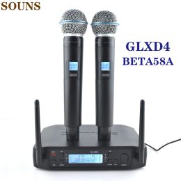 Microphones GLXD4 Professional UHF Wireless Microphone BETA58A Handheld Mic For Stage Speech Wedding Show Band Home Party Church With