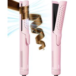 1 Inch Airflow Styler Curling Iron: Temperature Adjustable Flat Iron with Rotary Switch, Hair Straightener and Curler 2 in 1 - Professional Hair Styling Tool