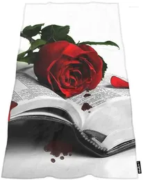 Towel Soft Bath Towels Red Rose On Book Comfy Bathing/Beach/Camping For Women Men Girls Boys Large Size