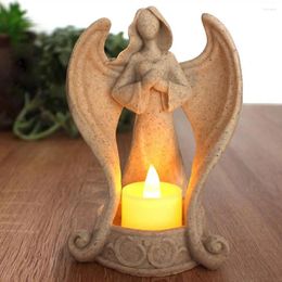 Candle Holders Reusable Safe Flameless Led Tea Light Angel Figurines For Sympathy Gifts Home Decorations Flickering