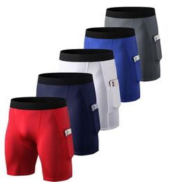 Running Shorts With Pocket Men Quick Dry Short Tights Men039s Compression Gym Fitness Sport Leggings Male3188101