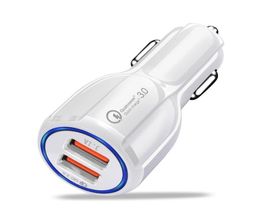 Top Quality QC30 fast charge 31A Qualcomm Quick Charge car charger Dual USB Fast Charging phone charger Cable5601673