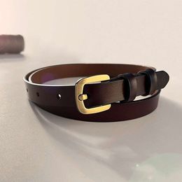 Rhododendron Bird Leather Versatile Cowhide Women's Japanese Square Buckle Belt