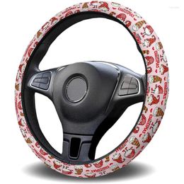 Steering Wheel Covers Car Cover Red Christmas Love Heart Gnome Wheels Protective For Vehicles Trucks SUVs Universal