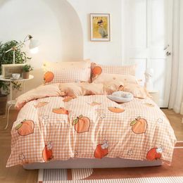 Bedding Sets Evich Polyester Cartoon Honey Peach Pattern For Girls Spring And Autumn Pillowcase Sheet Comforter Bedclothes