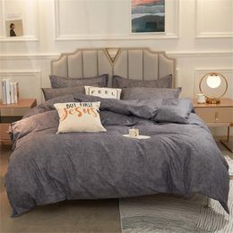 Bedding Sets Evich Plain Darj Grey Comforter Set Sofrt Bedspreads For Bedroon 3Pcs Quilet Cover Pillowcase High Quality Bedcloths