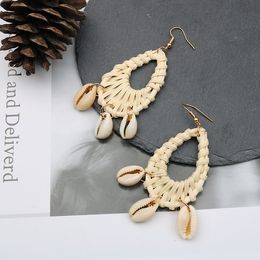 Quality Rattan Shell Earrings Female Cross-Border Earrings European and American Fashion Wholesale Foreign Trade Jewellery