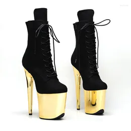 Dance Shoes Leecabe 20CM/8inches Suede Upper With Gold Colour Pole Dancing Platform Boots