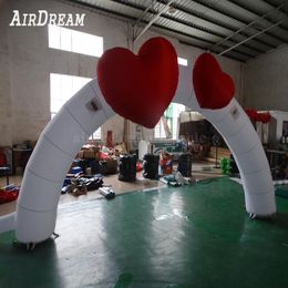Customised 10mW (33ft) with blower Love white Inflatable Wedding Arch heart archs archway for Bridal Party decorations