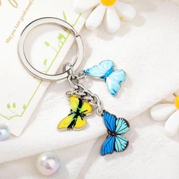 Keychains Trendy Girls Colourful Enamel Butterfly Keychain Insects Car Key Women Bag Accessories Jewellery Gifts