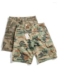 Men's Shorts Summer American Retro Twill Heavyweight Camouflage Cargo Pure Cotton Washed Loose Straight Casual 5-point Pants