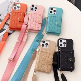 Cell Phone Cases Designer Case Fashion Letter GG iPhone Card Holder for 15 14 pro case iphone 13 12 Plus Luxury Leather Shoulder strap Q240408