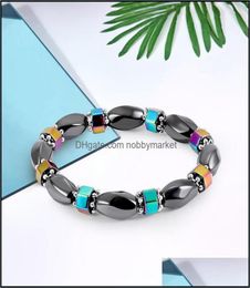 Beaded Strands Bracelets Jewelry Rainbow Magnetic Hematite Bracelet For Women Power Healthy Black Gallstone Beads Chains Bangle M3215866