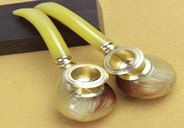 Yellow horn pipe about 12 cm long yellow horn tobacco01237897876