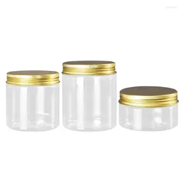 Storage Bottles 24pcs PET Plastic Cream Jars Gold Aluminum Cap 100G 120G 150G 200G 250G Empty Clear Flower Tea Pots Cosmetic Wide Miuth