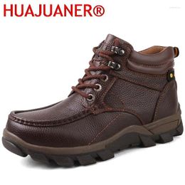 Boots Mens Thick Bottom Warm Fur Winter Men Genuine Leather Luxury Business Brand Sneakers Non-slip High Quality Tooling