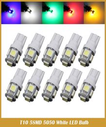 50PCS T10 LED W5W 5SMD 5050 194 car led light Wedge Lamp Bulbs Auto Tail Side Parking Dome Door Map lights 12V styling2567507