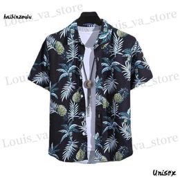 Men's Casual Shirts Mens Summer Short Slve Printed Shirt Thin Beach Shirt Mens Clothing Turtle Neck Polo Shirt for Men Casual Top T240408