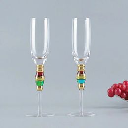 Phnom Penh Champagne Goblet Diamond Crystal Glass Coloured Glasses for Drinks Caliz Cup Gold Wine Set Vintage Cups 240408