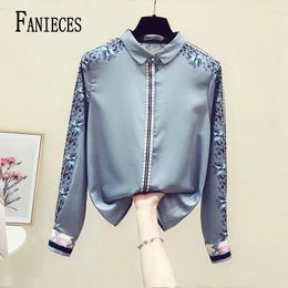 Women's Blouses FANIECES S-3XL Blue Fashion Business Shirts Office Lady Long Sleeve Blouse Women Clothing Button Shirt Plus Size Ladies