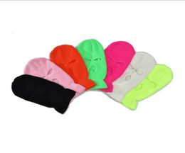 3Hole Full Face Cover Ski Mask Winter Cap Balaclava Hood Beanie Warm Tactical Hat party hats 14 colors LJJK24497861158