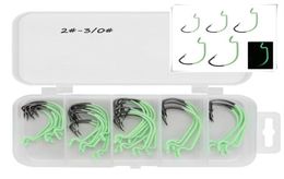 5 Sizes Mixed 230 Luminous Crank Hook High Carbon Steel Barbed Hooks Asian Carp Fishing Gear 100 Pieces Box WH497277727