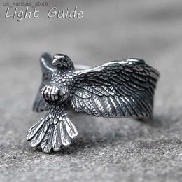 Cluster Rings 2022 NEW Mens 316L stainless-steel rings Flying Eagle ring Punk Rock Personality Animal Jewellery Gift free shipping240408