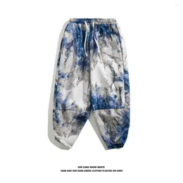 Men's Shorts Wide Leg Pants Capris Loose Beach Casual Chinese Style Printed Harlan