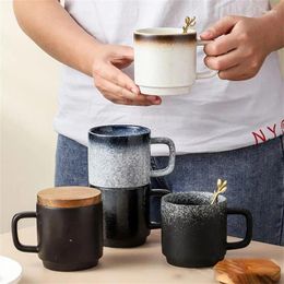 Mugs Drinks Dessert Breakfast Milk Cups Mug Water Cup Simple Ceramic Kitchen Accessories Office Coffee Creative With Lid