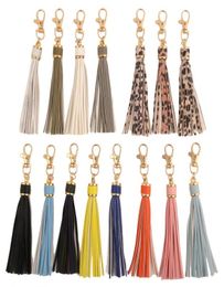 2021 Factory Whole Designer Fashion Tassel Key Chain Women Cute Fringe Bag Accessory PU Leather Tassels Car Ring DIY 50pcs2727455