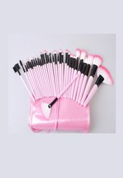 New Coming 32 PCS Pink Wool Make up Brushes Tools Set with PU Leather Case Cosmetic Facial Make up Brush Kit7410703