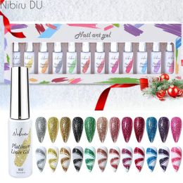 Gel Gel Liner Nail Polish 12 Colors Kit For Hook Painting Shiny Varnish Platinum Nai Art For Christmas