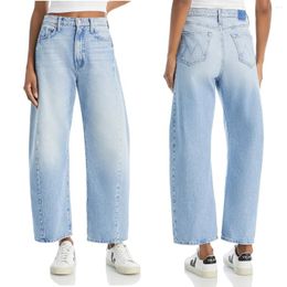 Women's Jeans 2024SS American Light Blue High Waist Wide Leg Denim Pants For Women