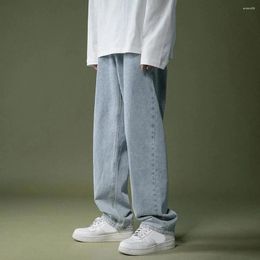 Men's Jeans Comfy Fashion Daily Holiday Men Trousers Student Summer Wide-leg Baggy Cotton Blend Elastic Korean Style