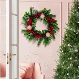 Decorative Flowers Artificial Christmas Wreath Burlap Ball Durable Home Decor Decoration For Wall Patio Farmhouse Celebration Window