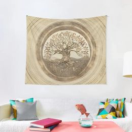 Tapestries Tree Of Life -Yggdrasil Pastel Gold Tapestry Wall Art Cute Room Decor Hanging Decoration For Rooms