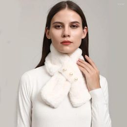 Scarves Faux Fur Scarf Winter Warm Neckerchief Women Pearl Solid Colour Neck Muffler Ladies Thick