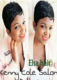 Short Bob Straight Human Hair Capless Wigs For Black Women Machine made Brazilian pixie cut wig9059160