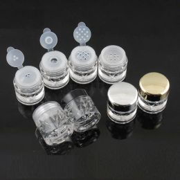 Bottles 3G loose Powder Jars with Sifter Mesh Empty Diy nail glitter container Packing case Black cap Diamond shape free shipping