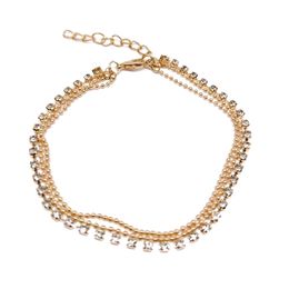 European and American Footwear New Summer Hot Style Street Shoot Multi layer Metal Chain Ball Chain Flash Diamond Footchain