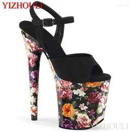Dance Shoes 20 Cm High Princess Party 8 Inch Sexy Heels Floral Embellished Bag Soles Pole Dancing