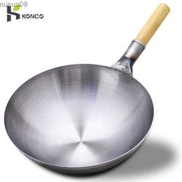 Pans 32/34/36cm iron pot traditional Chinese handmade large pot household cooking pot wooden hand pot kitchen utensilsL2403