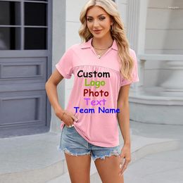 Women's T Shirts 2024 Europe The United States Summer Solid Color V-Neck Loose Short-Sleeved T-Shirt Tops Women Custom LOGO Text