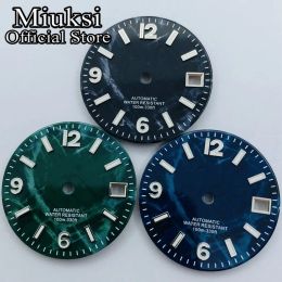 Kits Miuksi 29mm balck blue green watch dial luminous fit NH35 movement fit 3 o'clock crown 3.8 o'clock crown