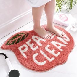 Bath Mats Fruit Shaped Water-absorbent Rugs For Bathroom - Cute Flocking Door Mat Non-slip Plush Carpet
