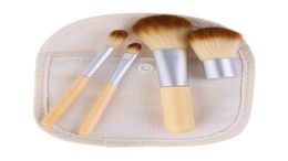 4 pieces 1 set makeup brush bamboo handle exquisite makeup brush tool shell zipper bag button bag DHL delivery5171277