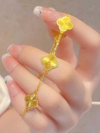 High 2024 new laser five flower four leaf clover bracelet for girls light luxury high-end with logo