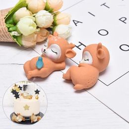 Party Supplies 1 Pair 3D Cute Pvc Mould Sleeping Baby Deer DIY Chocolate Fondant Cake Dessert Cartoon Decoration Tools Christmas