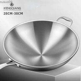 Pans 316 stainless steel frying pan thick unpainted round bottomed pan and kitchen utensilsL2403